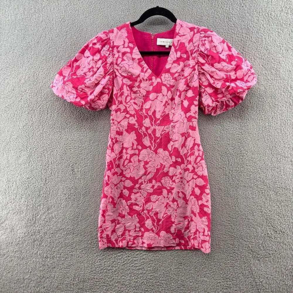 Endless Rose Pink Floral Puff Sleeve Mini Dress XS